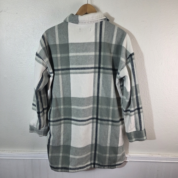 Banana Republic Green Plaid Fleece Shacket Button Up Mens Medium - Picture 5 of 12